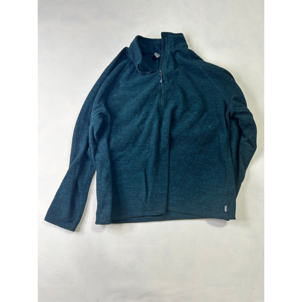 Eddie Bauer Womens XXL Quarter Zip Fleece Pullover Teal Green Heathered Knit